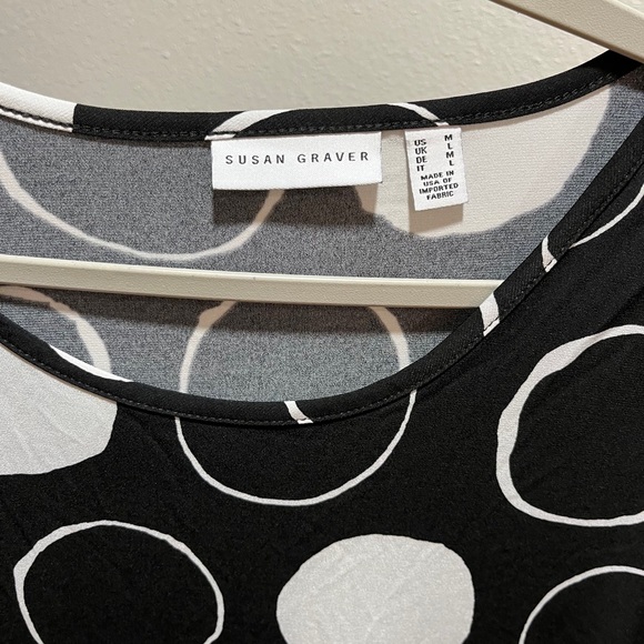 Susan Graver Black & White Long Sleeve Top Women Size Medium-Preowned Never Wo… - Picture 3 of 5